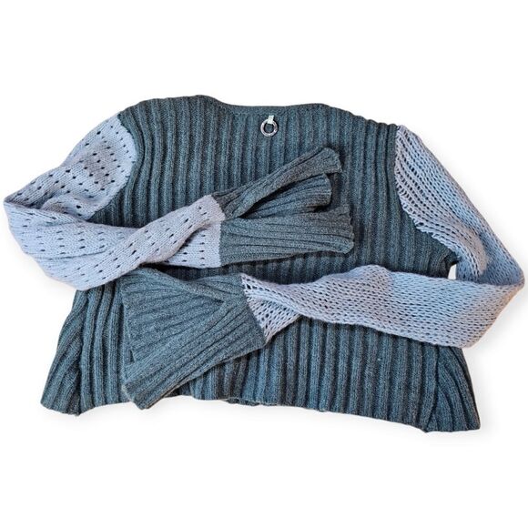 Save the Queen Vintage Y2K 00s Knit Wool Blend Cropped Patchwork Cardigan - Picture 5 of 11